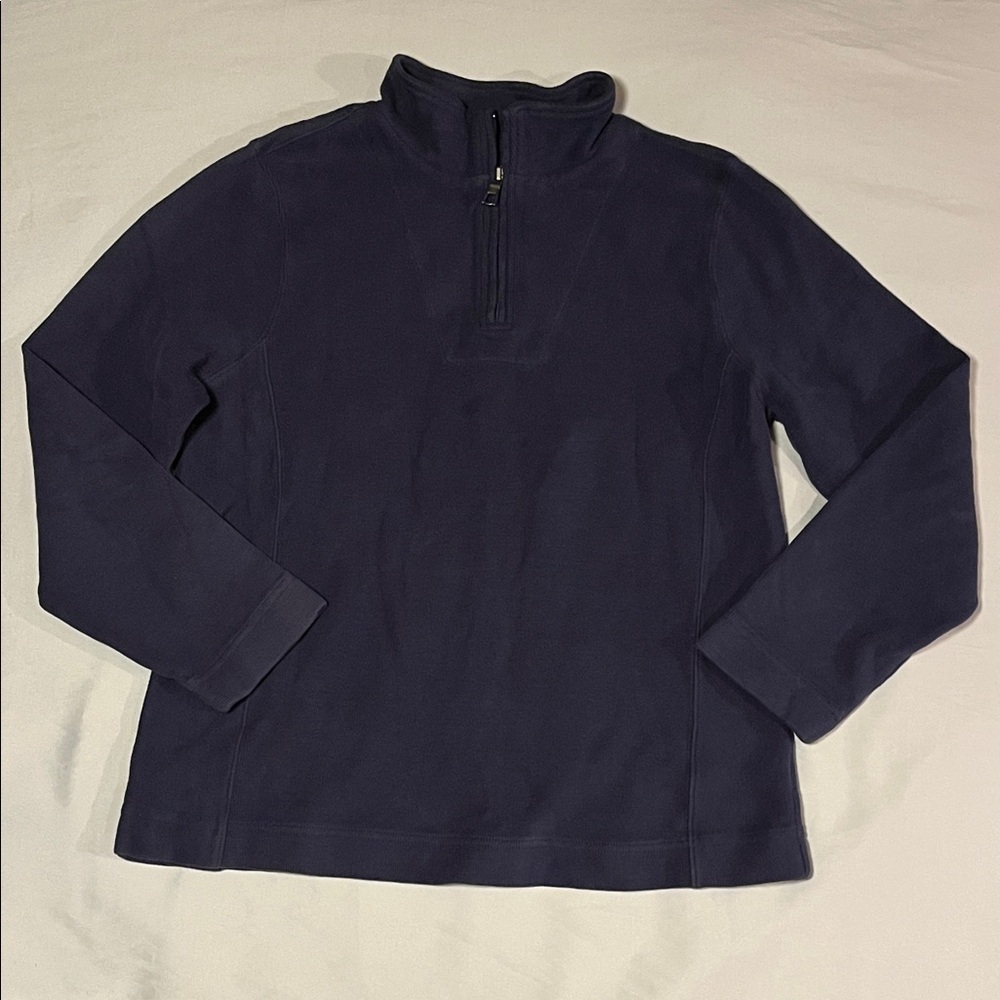 COLDWATER CREEK Women's Navy Blue 1/4 Quarter-Zip Sweatshirt Size Med Pullover